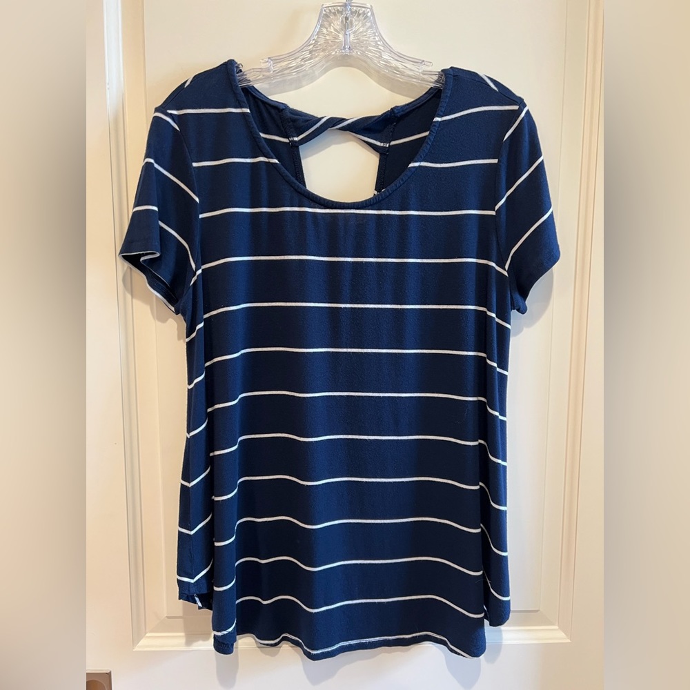 Navy & White Stripe Twist Shirt